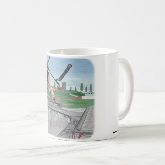 Kobold Kick Scooter Tricks Fantasy Art Kaffee Tass Kaffeetasse (VorderseiteRechts)