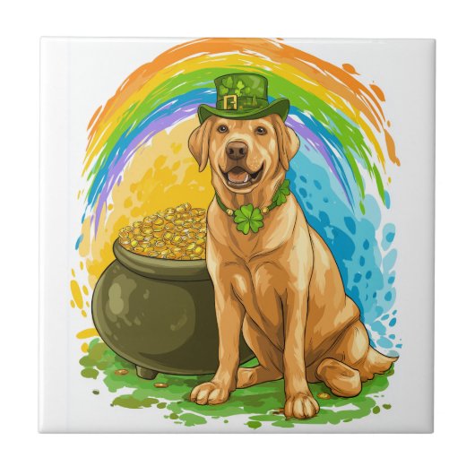 Kobold-Labrador � St. Patrick�s Day Hund Fliese (Vorderseite)