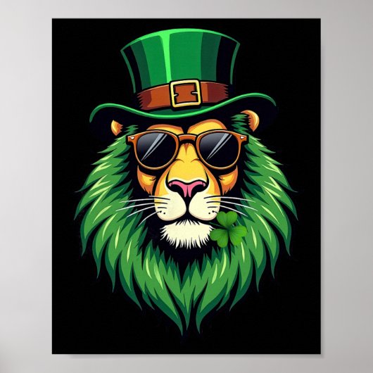 Kobold Löwe St. Patrick's Day Irischer Shamrock L Poster (Vorne)