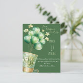 Kobold mit Balloons und Kleeblättern Einladung (Stehend Vorderseite)