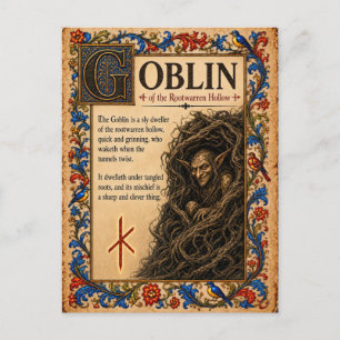 Kobold, mittelalterliche Bestiarien-Kunst Postkarte