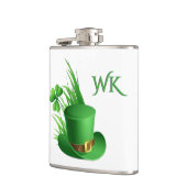Kobold-Nelken-Hut im Gras-Monogramm Flachmann (Links)