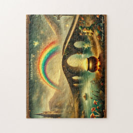 Kobold-Regenbogenbrücke Vintage-irische Szene Puzzle