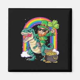 Kobold Reitet Auf Dinosaurier St Patricks Tag Jung Magnet
