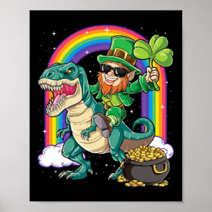 Kobold Reitet Dinosaurier St Patricks Tag Jungen M Poster