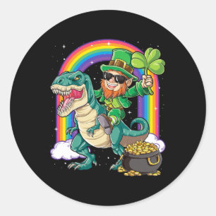 Kobold Reitet Dinosaurier St Patricks Tag Jungen M Runder Aufkleber