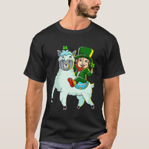 Kobold Reitet Lama St Patricks Tag Kinder T-Shirt