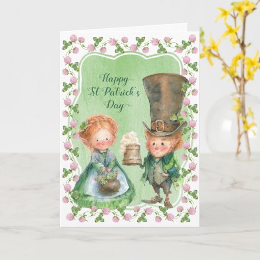 Kobold | St. Patrick's Day Karte (Gelbe Blume)