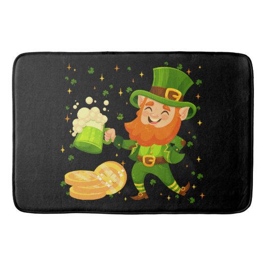 Kobold trinkt Bier St. Patrick's Day Badematte (Vorderseite)