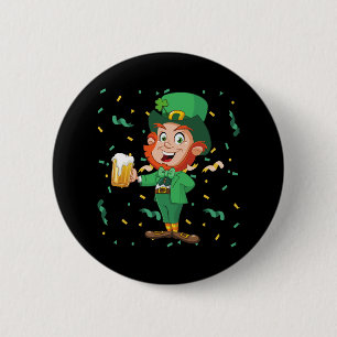 Kobold trinkt Bier St. Patrick's Day Button