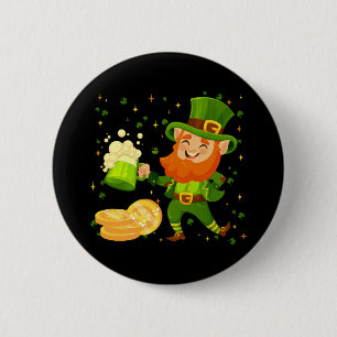 Kobold trinkt Bier St. Patrick's Day Button