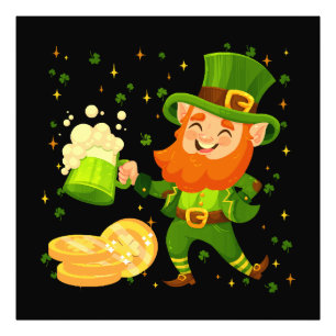 Kobold trinkt Bier St. Patrick's Day Fotodruck