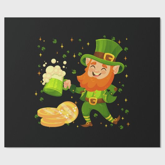 Kobold trinkt Bier St. Patrick's Day Geschenkpapier (Flach)
