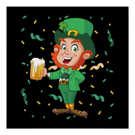 Kobold trinkt Bier St. Patrick's Day Poster (Vorderseite)