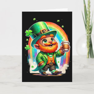 Kobold trinkt Kaffee Irischer St. Patrick's Day  Karte