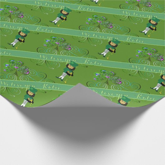 Kobold und Kleeblatt-Umschlagpapier Geschenkpapier (Ecke)