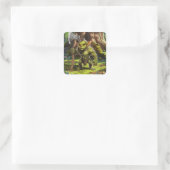 Kobold-Wächter des Waldes. Quadratischer Aufkleber (Tasche)