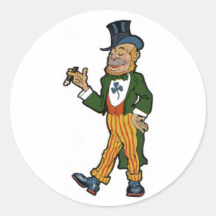 Kobold, Zigarre, Zylinder Vintage St. Patrick's Runder Aufkleber