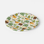 Kobolde, Kleeblätter, Gold, Hufeisenmuster Pappteller (Schrägansicht)