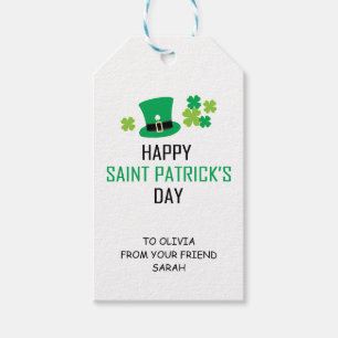 Koboldhut und Kleeblätter zum St. Patrick's Day Geschenkanhänger