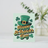 Koboldmütze & Kleeblätter Frohen St. Patrick's Day Postkarte (Stehend Vorderseite)