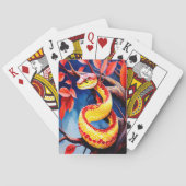 Kobra mit lebendiger rot-gelber Waage in Baumkrone Spielkarten (Rückseite)