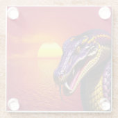 Kobraschlange mit lebhaften lila- und gelben Waage Glasuntersetzer (Rückseite)