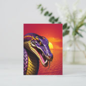 Kobraschlange mit lebhaften lila- und gelben Waage Postkarte (Stehend Vorderseite)