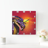 Kobraschlange mit lebhaften lila- und gelben Waage Quadratische Wanduhr (Zuhause)