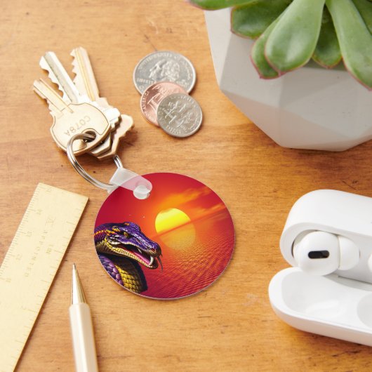 Kobraschlange mit lebhaften lila- und gelben Waage Schlüsselanhänger (Schreibtisch)