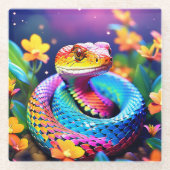 Kobraschlange mit leuchtend türkisfarbenem Rosa un Glasuntersetzer (Vorderseite)