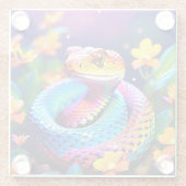 Kobraschlange mit leuchtend türkisfarbenem Rosa un Glasuntersetzer (Rückseite)