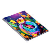 Kobraschlange mit leuchtend türkisfarbenem Rosa un Notizblock (Rechte Seite)