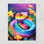 Kobraschlange mit leuchtend türkisfarbenem Rosa un Postkarte (Vorderseite)