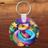 Kobraschlange mit leuchtend türkisfarbenem Rosa un Schlüsselanhänger (Vorderseite)
