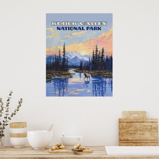 Kobuk Valley Nationalpark Alaska Karibik Vintag Poster (Küche)