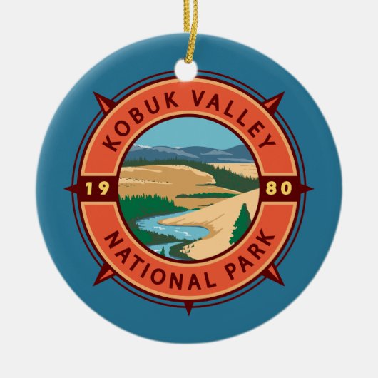 Kobuk Valley Nationalpark Retro Kompass Emblem Keramik Ornament (Vorne)