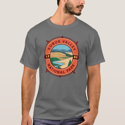 Kobuk Valley Nationalpark Retro Kompass Emblem T-Shirt (Vorderseite)