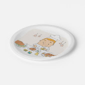 Koch am Arbeitsplatz Pappteller (Schrägansicht)