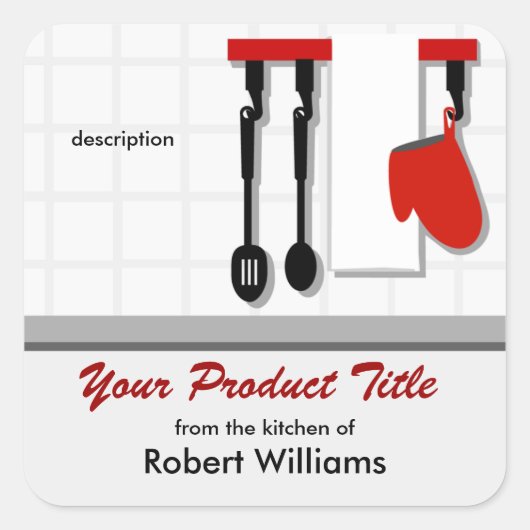 Koch aus der Küche von Quadratischer Aufkleber (Vorderseite)