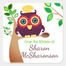 Koch aus Holz Kochlöffel Backwaren Etikett Quadratischer Aufkleber