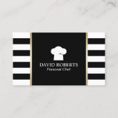 Koch Bäckerei Catering Moderne Schwarz-Weiß Streif Visitenkarte (Vorderseite)