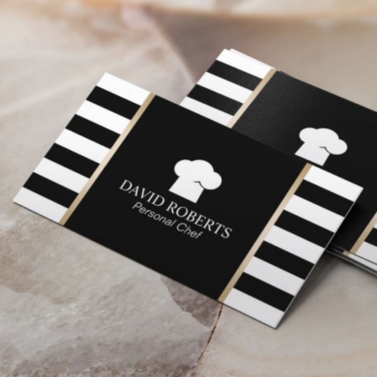 Koch Bäckerei Catering Moderne Schwarz-Weiß Streif Visitenkarte