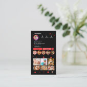 Koch Bäckerei Instagram Red Pastry Caterer QR Visitenkarte (Stehend Vorderseite)