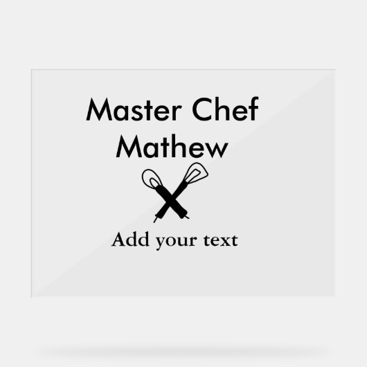 Koch-Bäckerei-Meister Koch hinzufügen Textname Cut Acrylschild (Vorderseite)