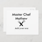 Koch-Bäckerei-Meister Koch hinzufügen Textname Cut Postkarte (Vorne/Hinten)