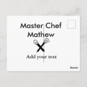 Koch-Bäckerei-Meister Koch hinzufügen Textname Cut Postkarte (Rückseite)
