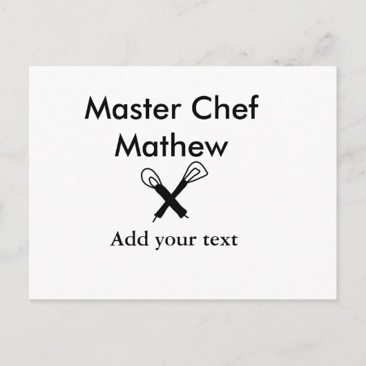 Koch-Bäckerei-Meister Koch hinzufügen Textname Cut Postkarte (Vorderseite)