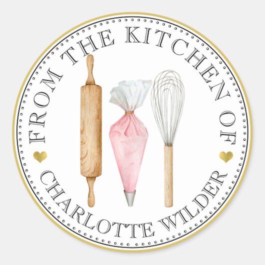 Koch-Bäckereiwerkzeuge für Wasserfarben Runder Aufkleber (Vorderseite)