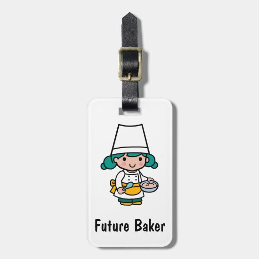 Koch/Bäckermädchen in der Schürze Gepäckanhänger (Vorderseite vertikal)